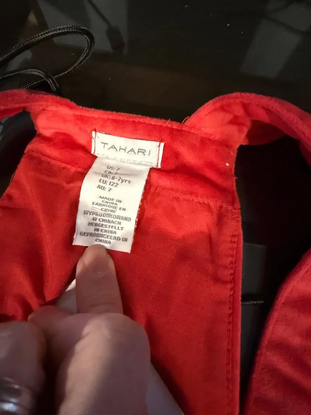 Girl's Scarlett Red Velvet Like Dress Size 7